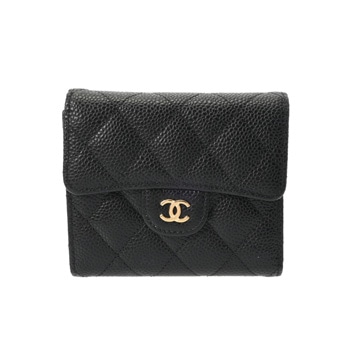 シャネル マトラッセ クラシック スモール フラップ ウォレット ブラック AP0231 グレインドカーフスキン レディース 財布 【中古】【purse】