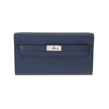 エルメス ケリーウォレット ロングトゥーゴー  ブルーサフィール ヴォーエプソン ユニセックス 財布 【中古】【purse】