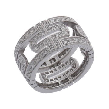 ブルガリ オープンパレンテシ リング #53 フルパヴェ シルバー 342026 K18ホワイトゴールド WG レディース ジュエリー 【中古】【jewelry】