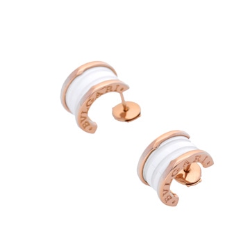 ブルガリ B.ZERO1ピアス ゴールド OR855943 K18ピンクゴールド PG/ホワイトセラミック レディース ジュエリー 【中古】【jewelry】