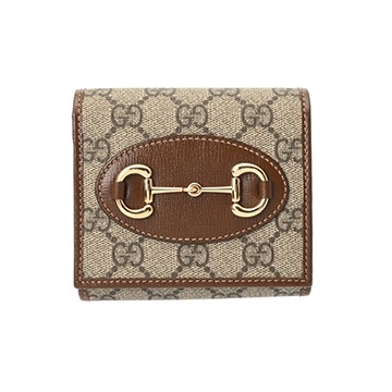 グッチ コンパクトウォレットホースビット1955 ベージュ/エボニー/ブラウン 621891 2184 キャンバス/レザー ユニセックス 財布 【中古】【purse】