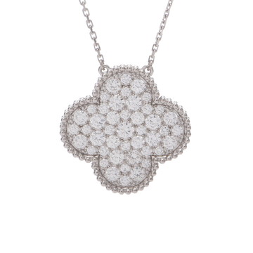 ヴァン クリーフ&アーペル マジックアルハンブラ ネックレス  パヴェ シルバー VCARO49000 K18ホワイトゴールド WG レディース ジュエリー 【中古】【jewelry】