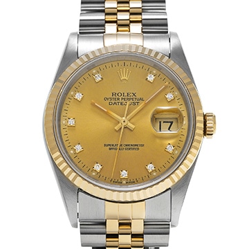 ロレックス デイトジャスト 16233G シャンパン/ダイヤモンド メンズ 時計 【中古】【wristwatch】