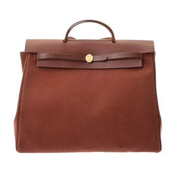 エルメス エールバッグ MM  ブラウン トワルオフィシェ/ヴァッシュハンター ユニセックス バッグ 【中古】【bag】