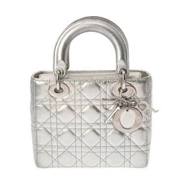 ディオール カナージュ LADY DIOR 2WAY シルバー ラムスキン レディース バッグ 【中古】【bag】