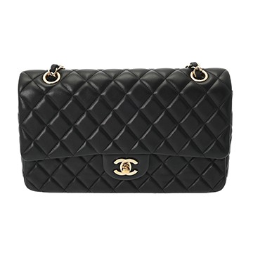 シャネル マトラッセ ハンドバッグ Wチェーンショルダー 25 ブラック ラムスキン/ラインストーン/フェイクパール レディース バッグ 【中古】【bag】