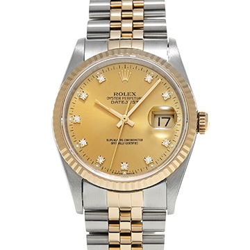 ロレックス デイトジャスト 36 16233G シャンパン/ダイヤモンド メンズ 時計 【中古】【wristwatch】