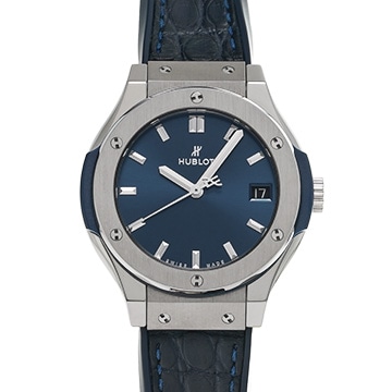 ウブロ クラシックフュージョン チタニウム ブルー 581.NX.7170.LR ブルー レディース 時計 【中古】【wristwatch】