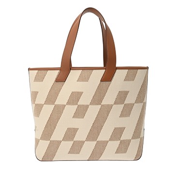 エルメス H アン ビエ GM エクリュ/ゴールド トワルアッシュ/ヴォースイフト ユニセックス バッグ 【中古】【bag】