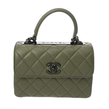 シャネル トレンディCC トップハンドル ミニ フラップバッグ  グリーン AS4654 ラムスキン レディース バッグ 【中古】【bag】