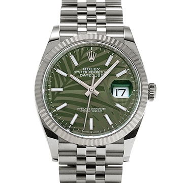 ロレックス デイトジャスト 36 126234 オリーブグリーン パームモチーフ メンズ 時計 【中古】【wristwatch】