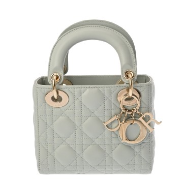 ディオール カナージュ LADY DIOR バッグ ミニ ライトブルー系 M0505OCAL ラムスキン レディース バッグ 【中古】【bag】