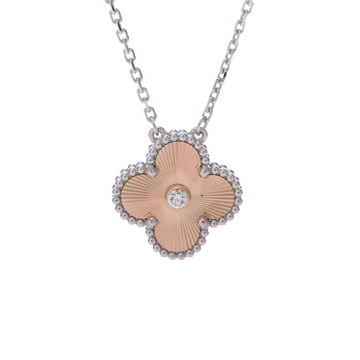 ヴァン クリーフ&アーペル ヴィンテージアルハンブラ ネックレス ギヨシェ 2024年ホリデー シルバー VCARPNTH00 K18ホワイトゴールド WG/K18ピンクゴールド PG レディース ジュエリー 【中古】【jewelry】