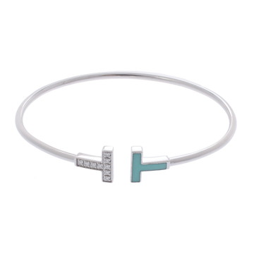 ティファニー Tワイヤー ブレスレット シルバー K18ホワイトゴールド WG レディース ジュエリー 【中古】【jewelry】