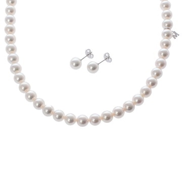 ミキモト パールネックレス ピアス 2点セット Mチャーム付き シルバー K18ホワイトゴールド WG/シルバー925 レディース ジュエリー 【中古】【jewelry】