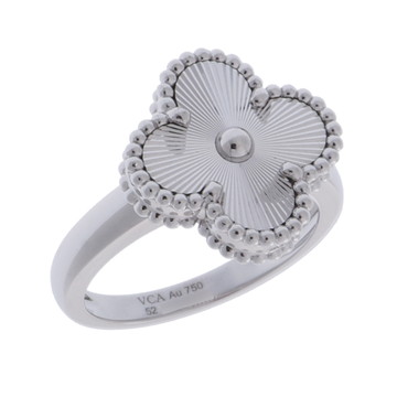 ヴァン クリーフ&アーペル ヴィンテージアルハンブラ リング ギヨシェ #52 シルバー VCARP9XI52 K18ホワイトゴールド WG レディース ジュエリー 【中古】【jewelry】