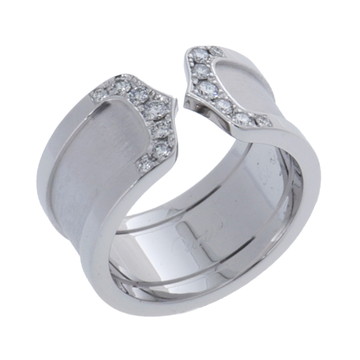 カルティエ C2リング ワイド #52 シルバー B4044152 K18ホワイトゴールド WG レディース ジュエリー 【中古】【jewelry】