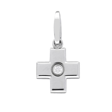 カルティエ クロスチャーム 1Pダイヤ シルバー K18ホワイトゴールド WG レディース ジュエリー 【中古】【jewelry】