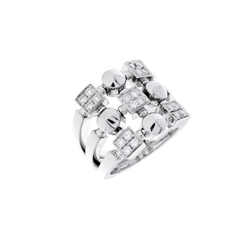 ブルガリ ルチアリング 3ロウ #11 シルバー K18ホワイトゴールド WG レディース ジュエリー 【中古】【jewelry】