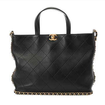 シャネル マトラッセ スモールショッピングバッグ ブラック カーフスキン レディース バッグ 【中古】【bag】