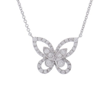グラフ バタフライシルエット ネックレス シルバー RGP393 K18ホワイトゴールド WG レディース ジュエリー 【中古】【jewelry】