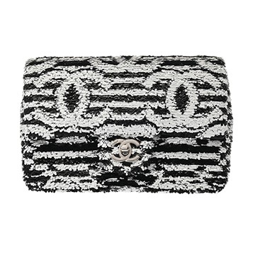 シャネル マトラッセ スモールフラップバッグ ブラック/ホワイト AS4561 スパンコール レディース バッグ 【中古】【bag】