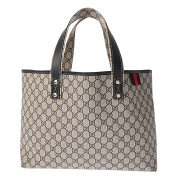 グッチ ベージュ/ネイビー 211134 493075 GGスプリームキャンバス/レザー レディース バッグ 【中古】【bag】