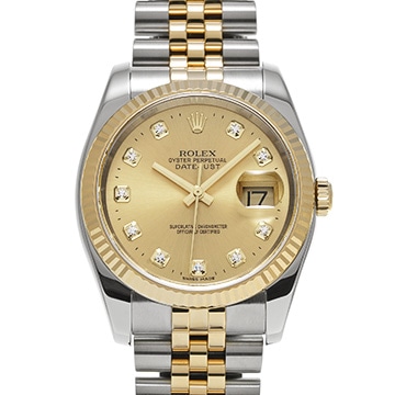 ロレックス デイトジャスト 116233G シャンパン/ダイヤモンド メンズ 時計 【中古】【wristwatch】