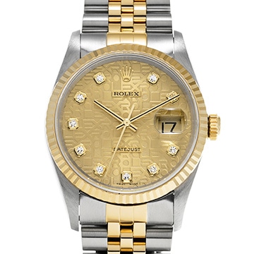 ロレックス デイトジャスト 16233G シャンパンコンピュータ/ダイヤモンド メンズ 時計 【中古】【wristwatch】