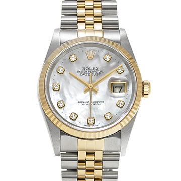 ロレックス デイトジャスト 16233NG ホワイトシェル/ダイヤモンド メンズ 時計 【中古】【wristwatch】