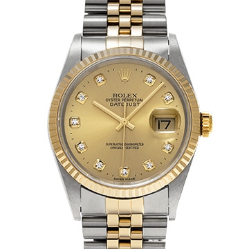 ロレックス デイトジャスト 16233G シャンパン/ダイヤモンド メンズ 時計 【中古】【wristwatch】