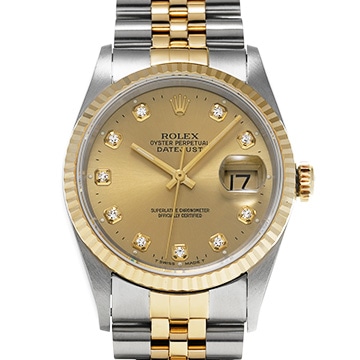 ロレックス デイトジャスト 16233G シャンパン/ダイヤモンド メンズ 時計 【中古】【wristwatch】