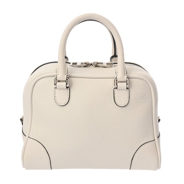 ロエベ アマソナ 75 スモール ホワイト レザー レディース バッグ 【中古】【bag】