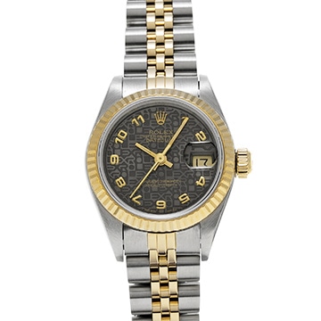 ロレックス デイトジャスト 69173 ブラックコンピュータ レディース 時計 【中古】【wristwatch】