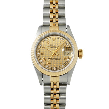 ロレックス デイトジャスト 69173G シャンパンハウンズトゥース/ダイヤモンド レディース 時計 【中古】【wristwatch】