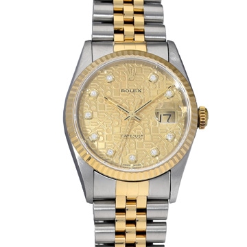 ロレックス デイトジャスト 16233G シャンパンコンピュータ/ダイヤモンド メンズ 時計 【中古】【wristwatch】