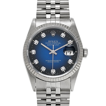 ロレックス デイトジャスト 16234G ブルーグラデーション/ダイヤモンド メンズ 時計 【中古】【wristwatch】