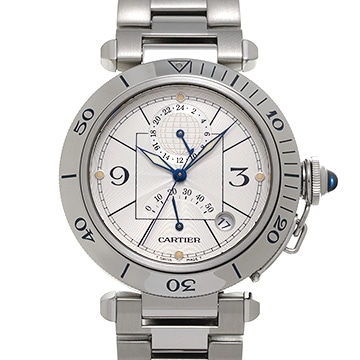 カルティエ パシャ 38mm GMT パワーリザーブ W31037H3 シルバー メンズ 時計 【中古】【wristwatch】