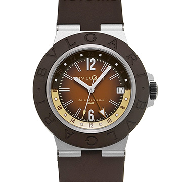 ブルガリ アルミニウム GMT フェンダー 104117 ブラウン メンズ 時計 【中古】【wristwatch】