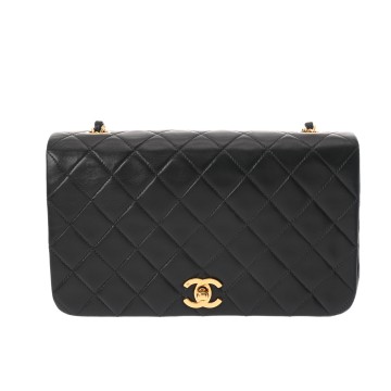 シャネル マトラッセ シングルフラップ チェーンショルダー ブラック ラムスキン レディース バッグ 【中古】【bag】