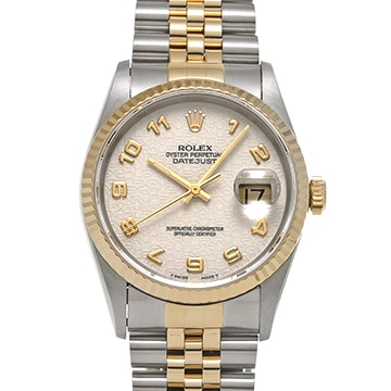ロレックス デイトジャスト 16233 アイボリーコンピュータ メンズ 時計 【中古】【wristwatch】