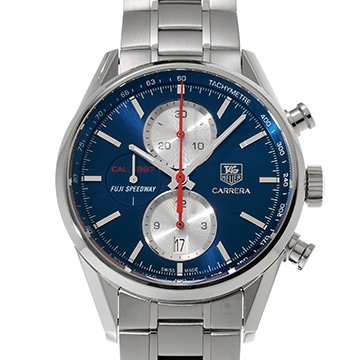 タグ ホイヤー カレラ キャリバー1887 クロノグラフ 富士スピードウェイ 日本限定400本 CAR211B.BA0724 ブルー/シルバー メンズ 時計 【中古】【wristwatch】