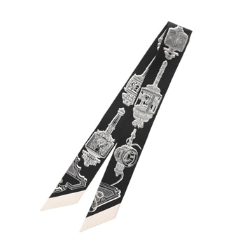 エルメス ツイリー MERVEILLEUSES LANTERNES ブラック/ホワイト シルク100％ レディース 【新品】【other】