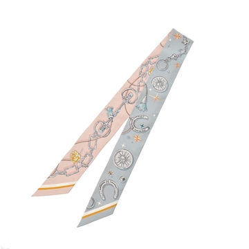 エルメス ツイリー CEST LA FETE ブルー系/ピンクベージュ系/他 シルク100％ レディース 【新品】【other】