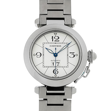 カルティエ パシャC ビッグデイト W31055M7 ホワイト ユニセックス 時計 【中古】【wristwatch】