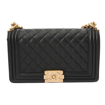 シャネル ボーイシャネル ハンドバッグ 25cm ボーイシャネル ブラック A67086 グレインドシャイニーカーフスキン レディース バッグ 【中古】【bag】