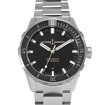ユリス ナルダン ダイバー 42mm 8163-175/92 ブラック メンズ 時計 【中古】【wristwatch】