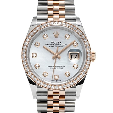 ロレックス デイトジャスト 36 126281RBR ホワイトシェル/ダイヤモンド メンズ 時計 【中古】【wristwatch】
