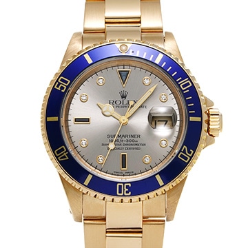 ロレックス サブマリーナ デイト 16618SG グレー/ダイヤモンド/サファイア メンズ 時計 【中古】【wristwatch】