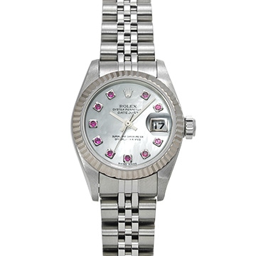 ロレックス デイトジャスト 26 79174NGR ホワイトシェル/ルビー レディース 時計 【中古】【wristwatch】